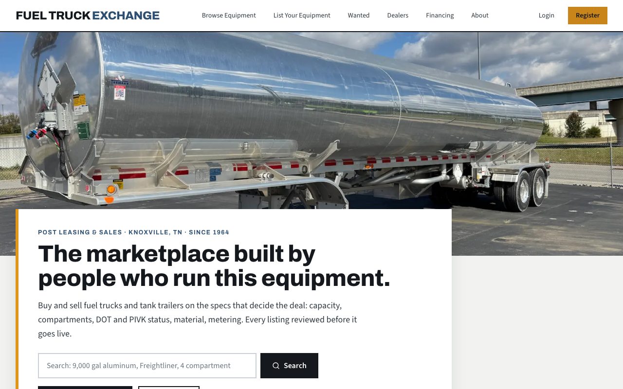 The FuelTruckExchange.com homepage